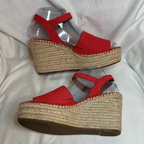Franco Sarto Tamara Red Wedge Espadrille Sandals Size 8 - Picture 3 of 10